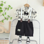 Conjunto Infantil Masculino Jardineira Letras