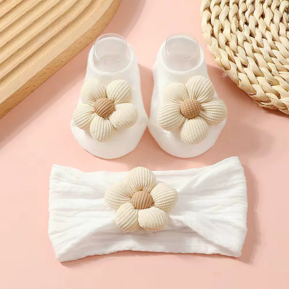 Kit Meia + Faixinha Infantil Florzinha