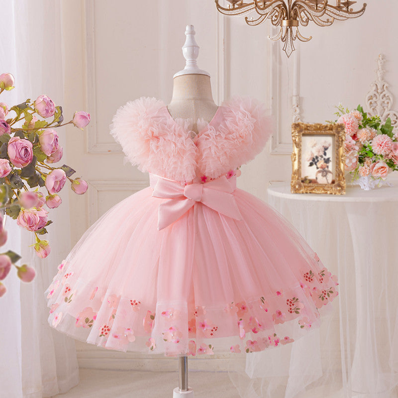 Vestido Infantil Gola Volumosa