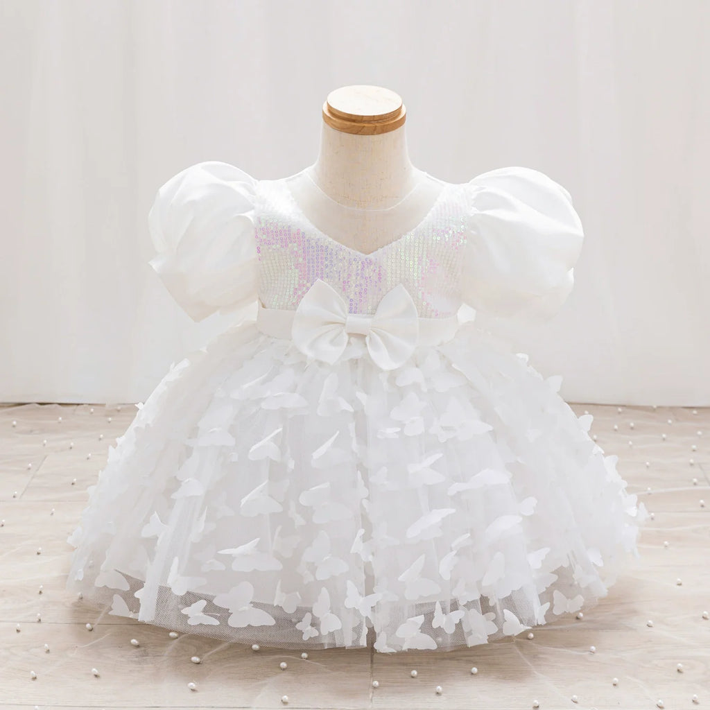 Vestido de Festa Infantil Borboletas e Laço