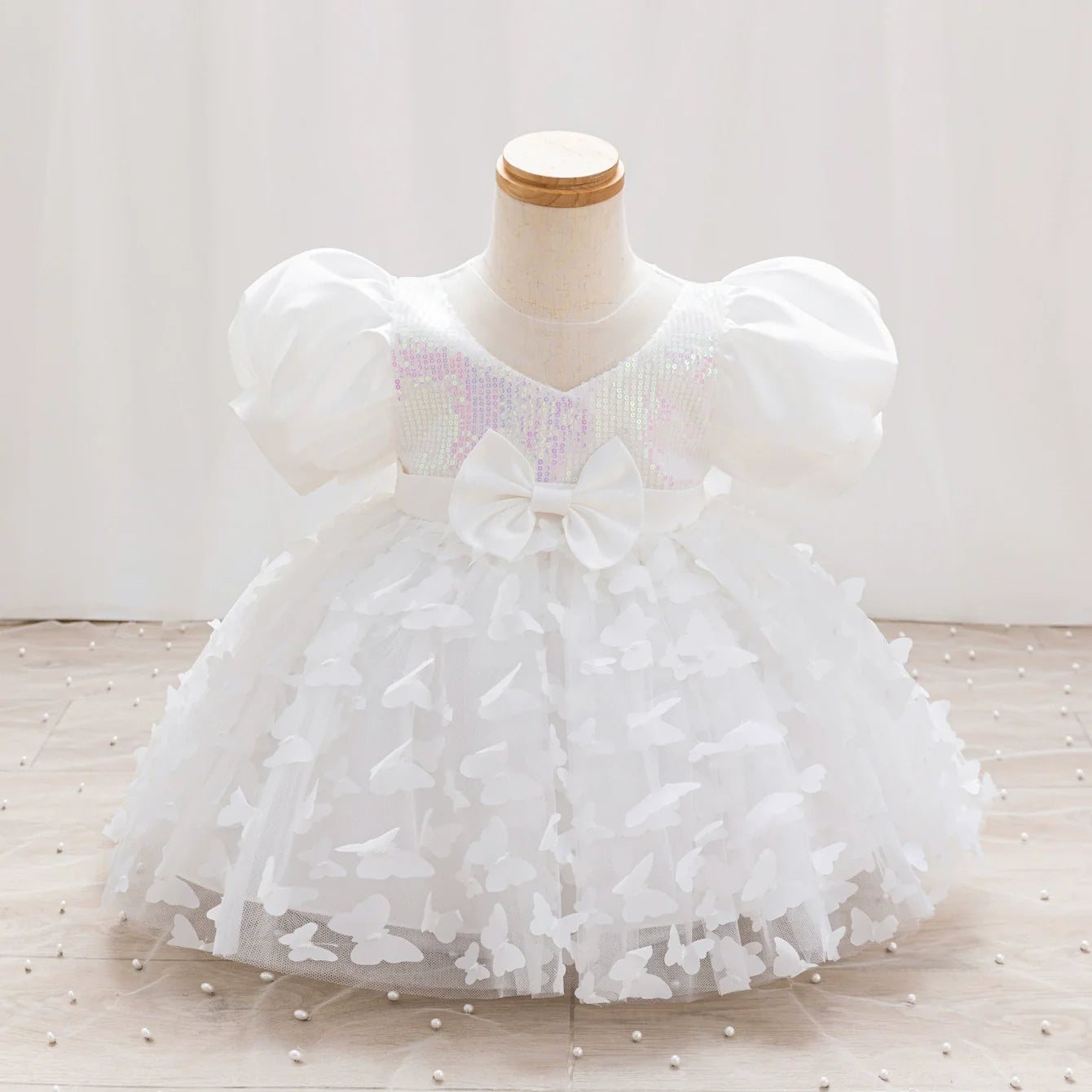 Vestido de Festa Infantil Borboletas e Laço
