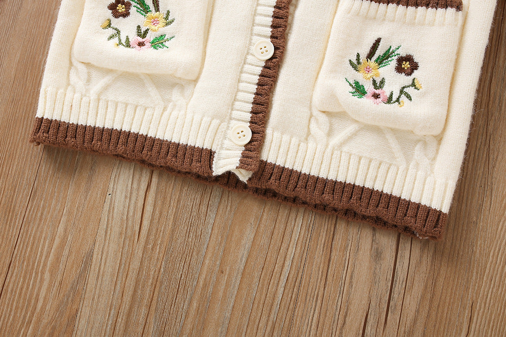 Conjunto Infantil Feminino Tricô Mussi Florzinhas