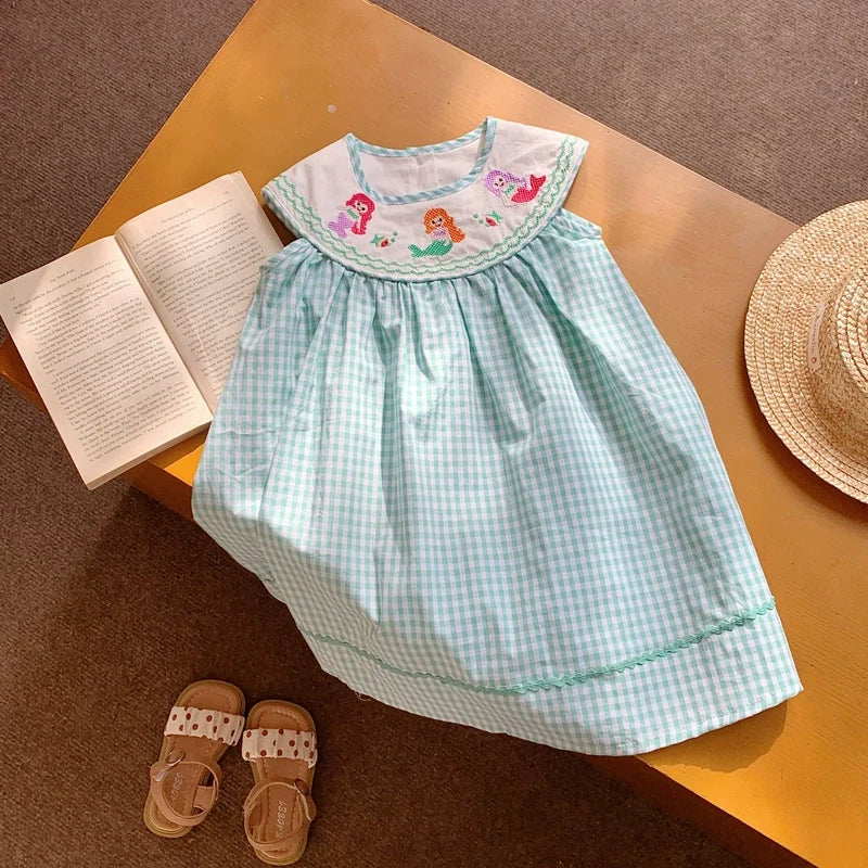 Vestido Infantil Xadrez Sereia