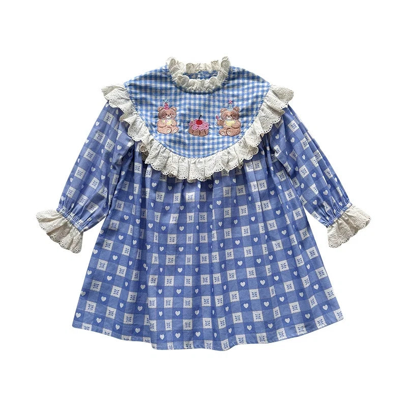 Vestido Infantil Corações Ursinhos