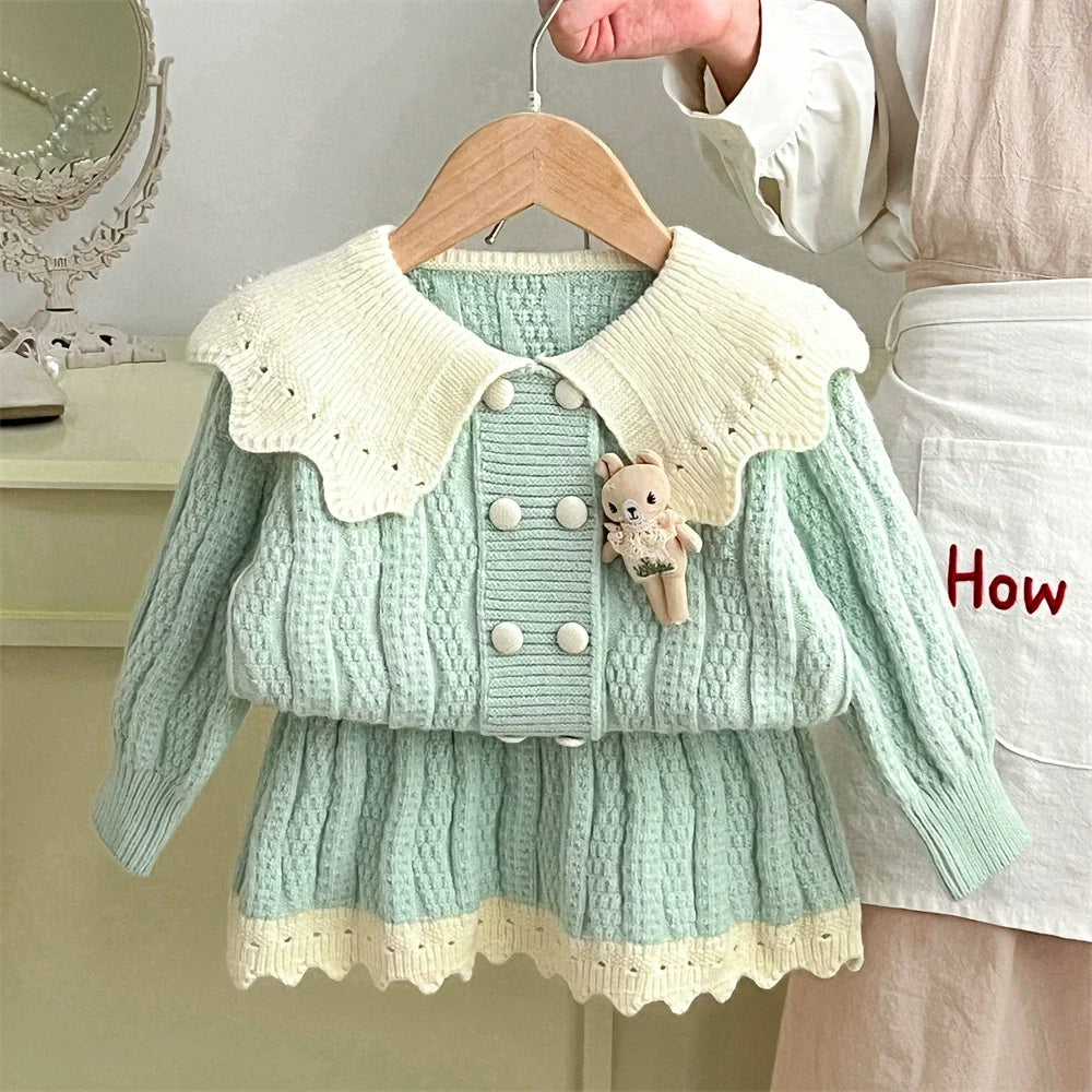 Conjunto Infantil Feminino Tricô Coelhinho