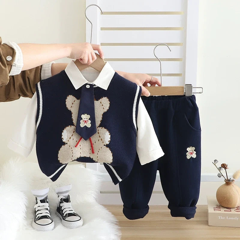 Conjunto Infantil Masculino Ursinho 3 Peças