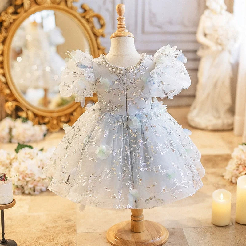 Vestido de Festa com Pedras e Pérolas Brilhantes