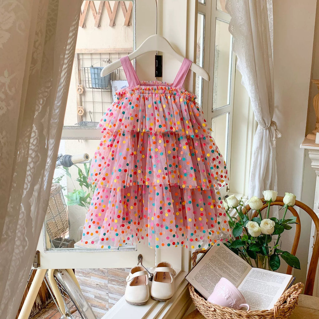 Vestido Infantil Tule Poá