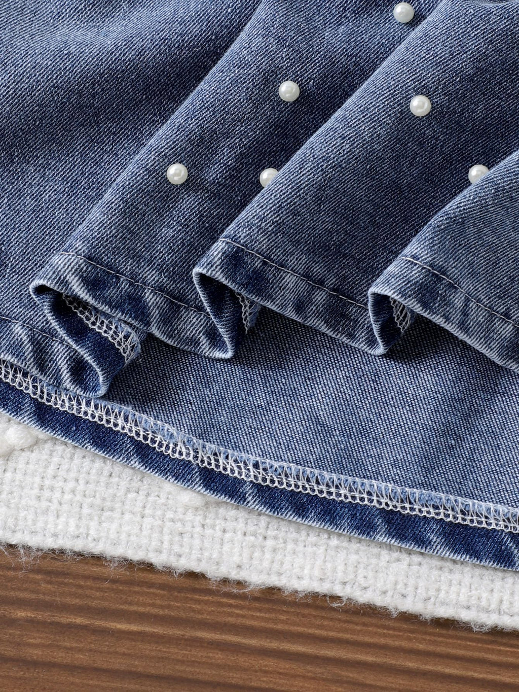Conjunto Infantil Feminino Jeans e Pérolas