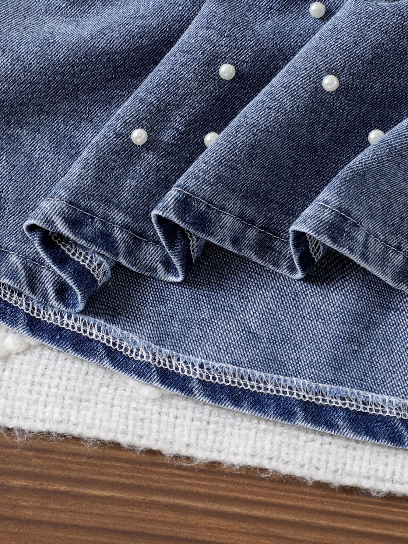 Conjunto Infantil Feminino Jeans e Pérolas