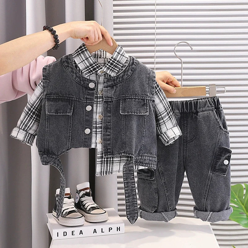 Conjunto Infantil Masculino Jeans 3 Peças