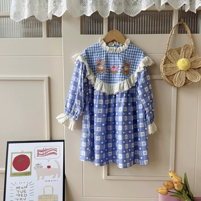 Vestido Infantil Corações Ursinhos