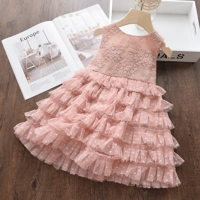 Vestido Infantil Florzinhas Camadas De Tule