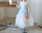 Vestido De Festa Infantil Camadas Coloridas