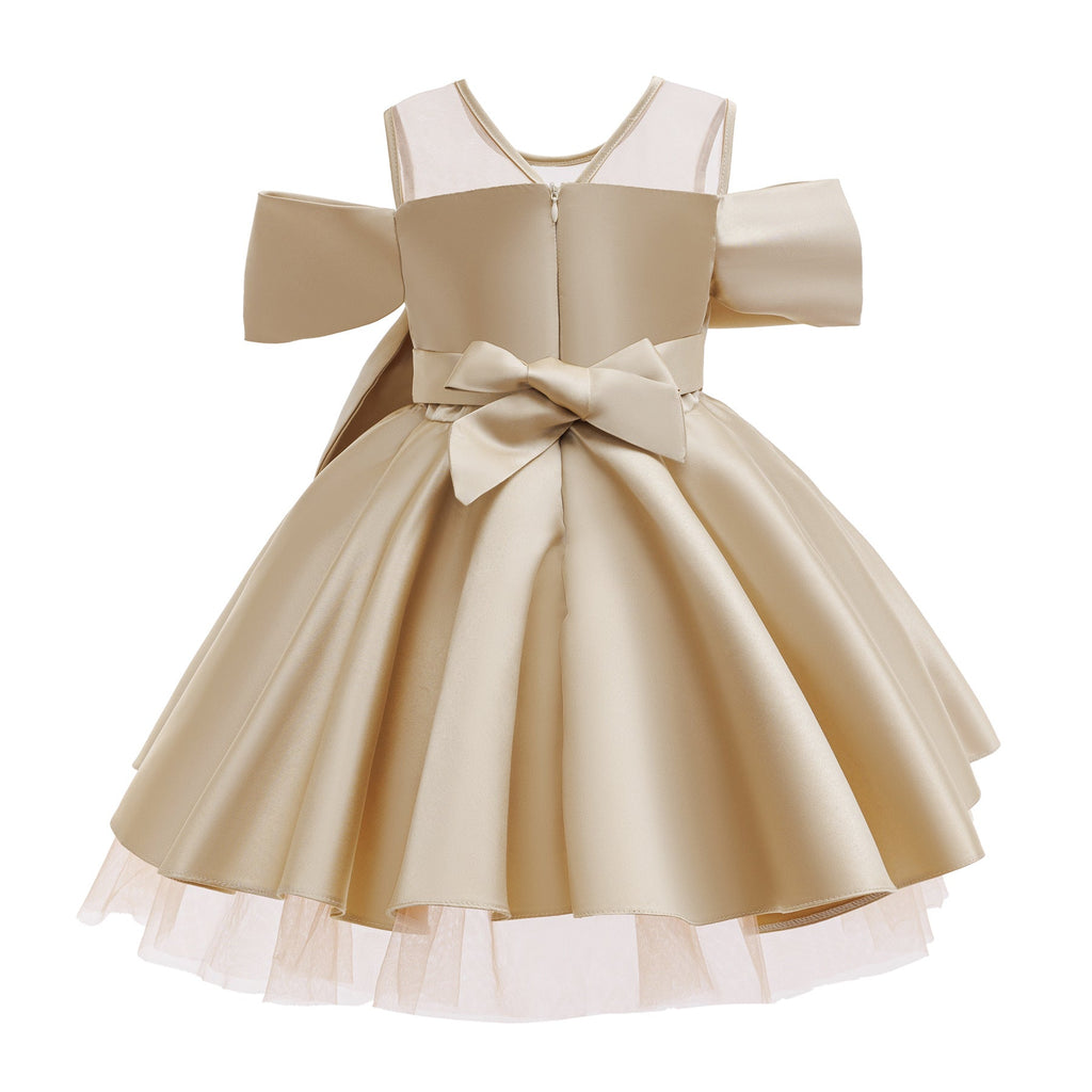 Vestido Infantil De Cetim com Laço