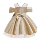 Vestido Infantil De Cetim com Laço