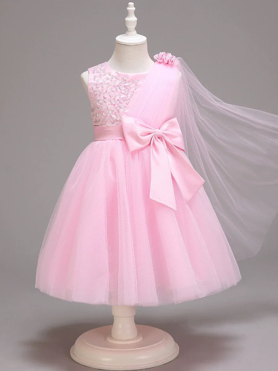 Vestido De Festa de Tule Brilhos e Lacinho