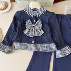 Conjunto Infantil Feminino Xadrez Lacinho