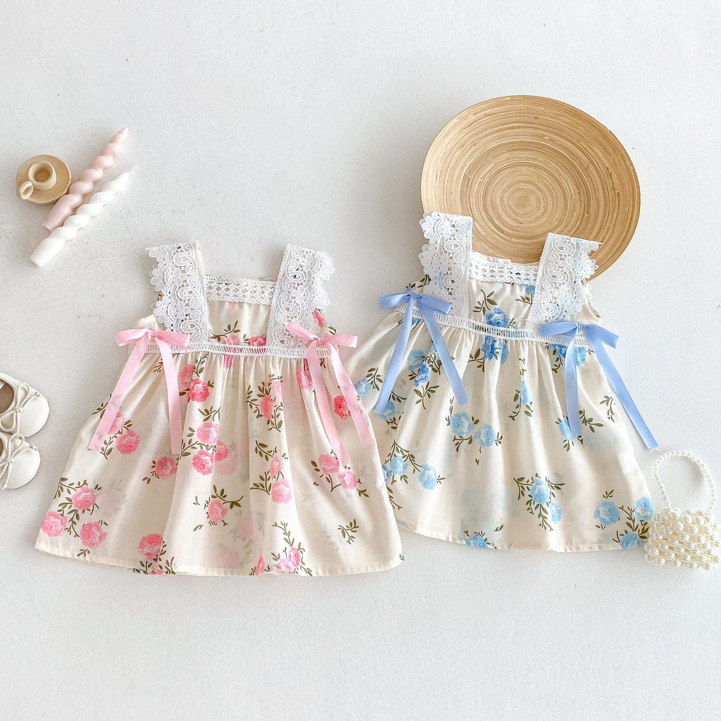Vestido Infantil Floral Lacinho