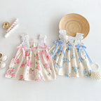 Vestido Infantil Floral Lacinho