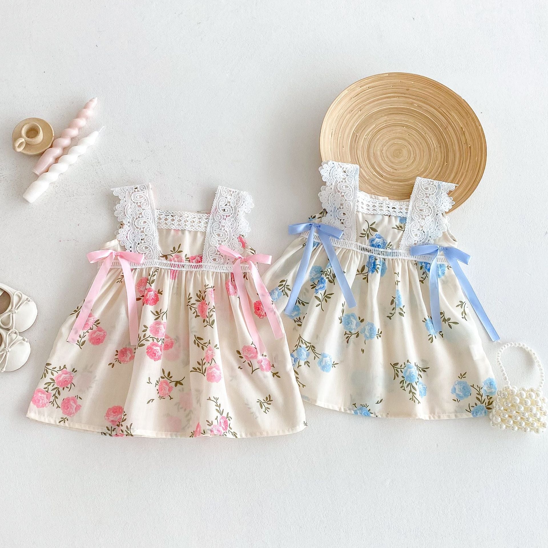 Vestido Infantil Floral Lacinho