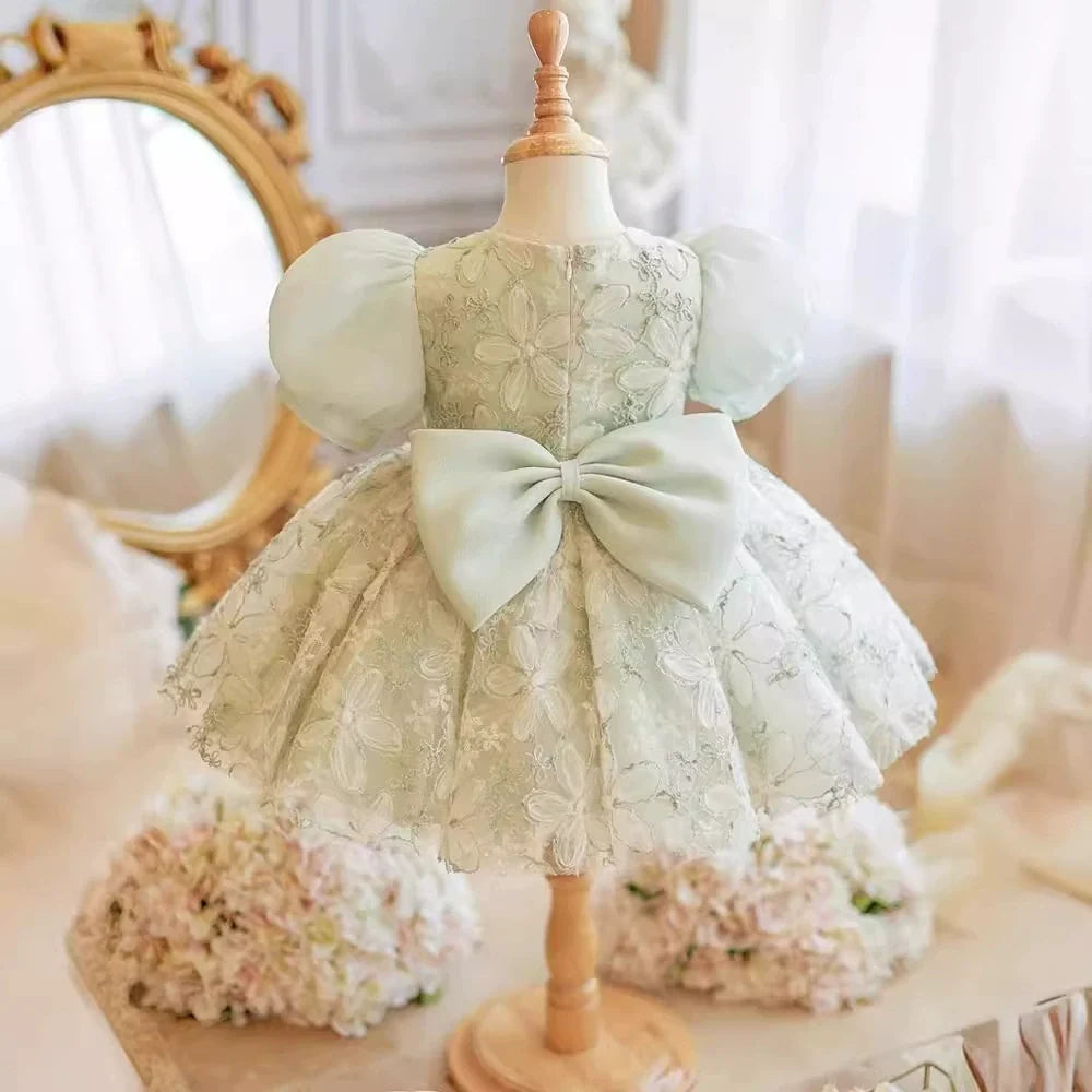 Vestido Infantil de Festa Flores Lacinho