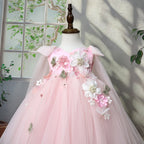 Vestido Infantil Rosa Flores e Tule