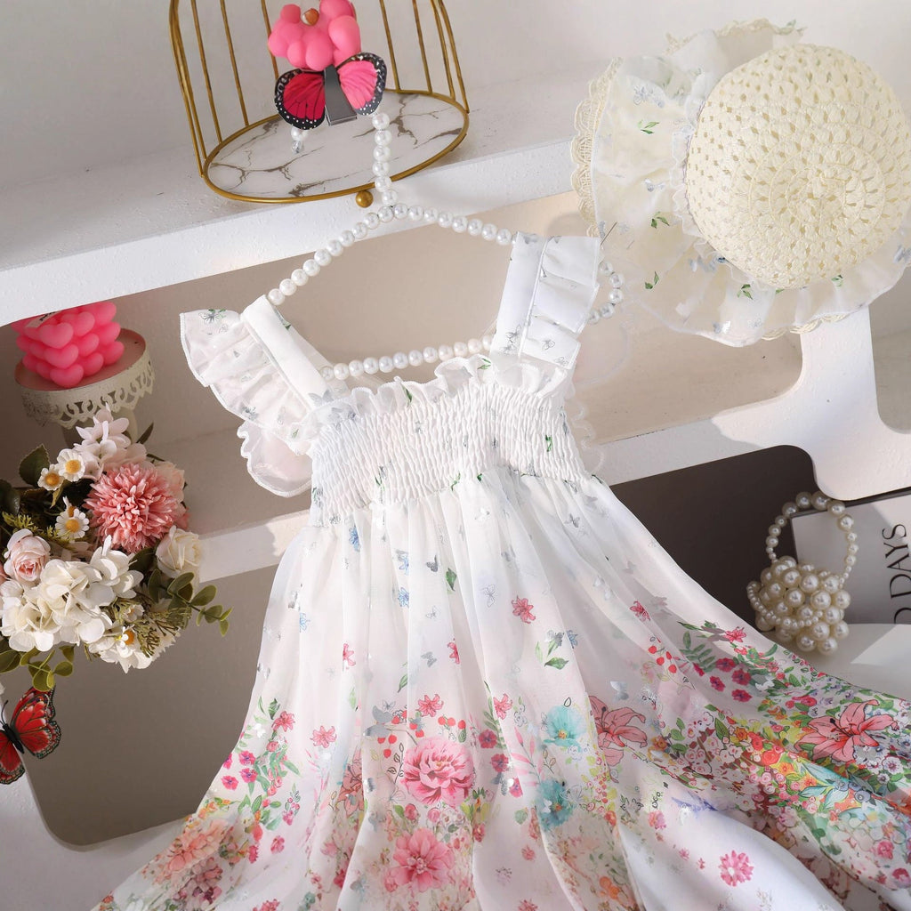 Vestido Infantil Flores com Asas