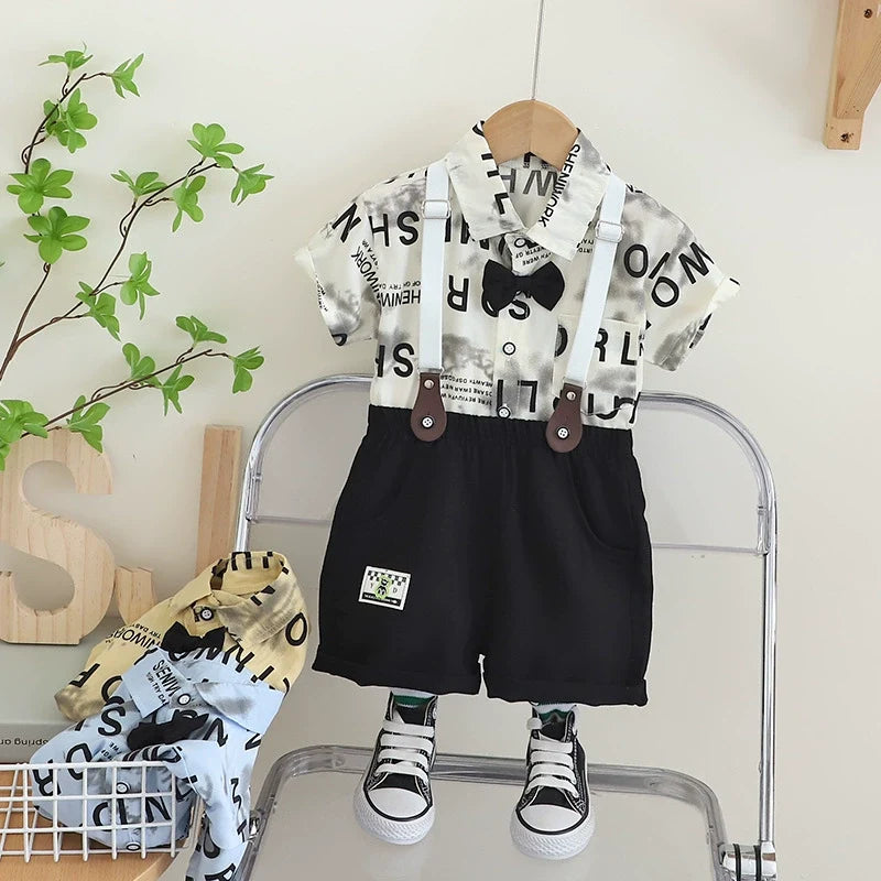 Conjunto Infantil Masculino Jardineira Letras