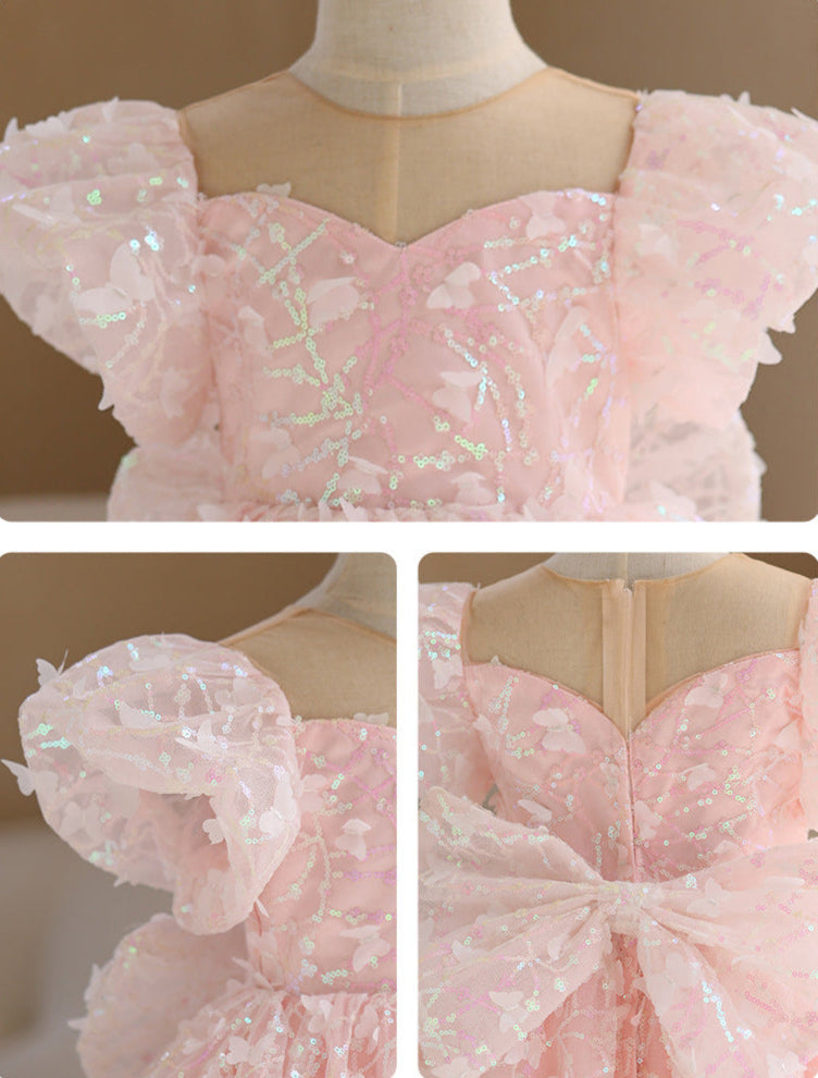 Vestido de Festa Infantil Borboletinhas Brilhante