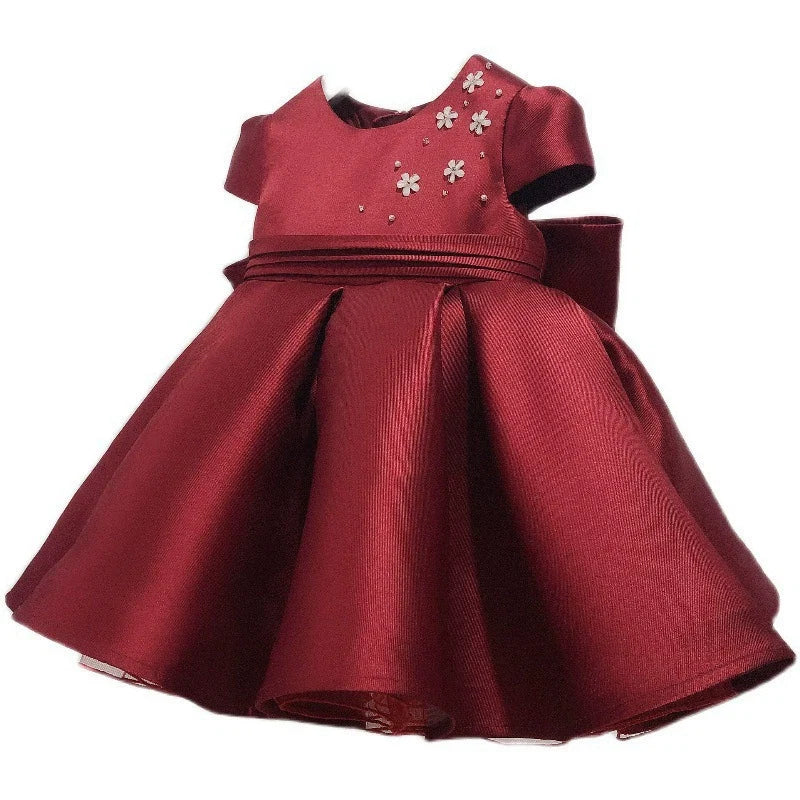 Vestido de Festa com Flores e Laço Atrás