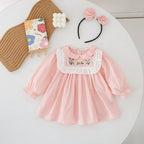 Vestido Infantil Rosa Bordadinho