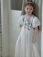 Vestido Infantil Prata Brilhante