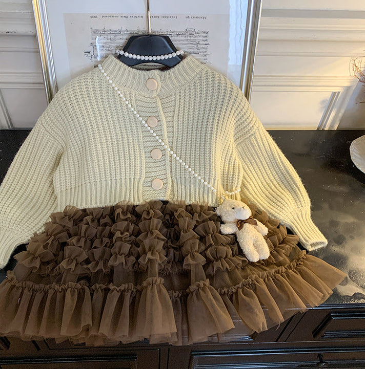 Conjunto Infantil Casaco + Vestido Tule