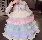 Vestido Infantil Florzinhas e Tule Colorido
