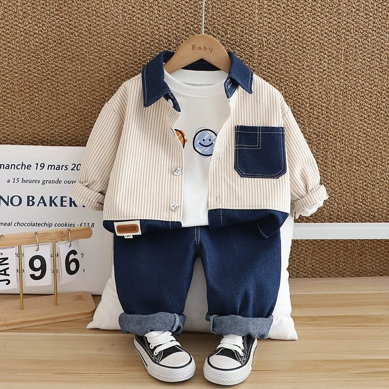 Conjunto Infantil Masculino 3 Peças Lístras Emoji