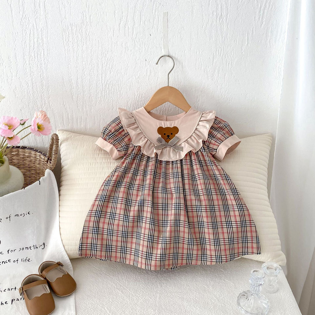 Vestido Infantil Xadrez Ursinho