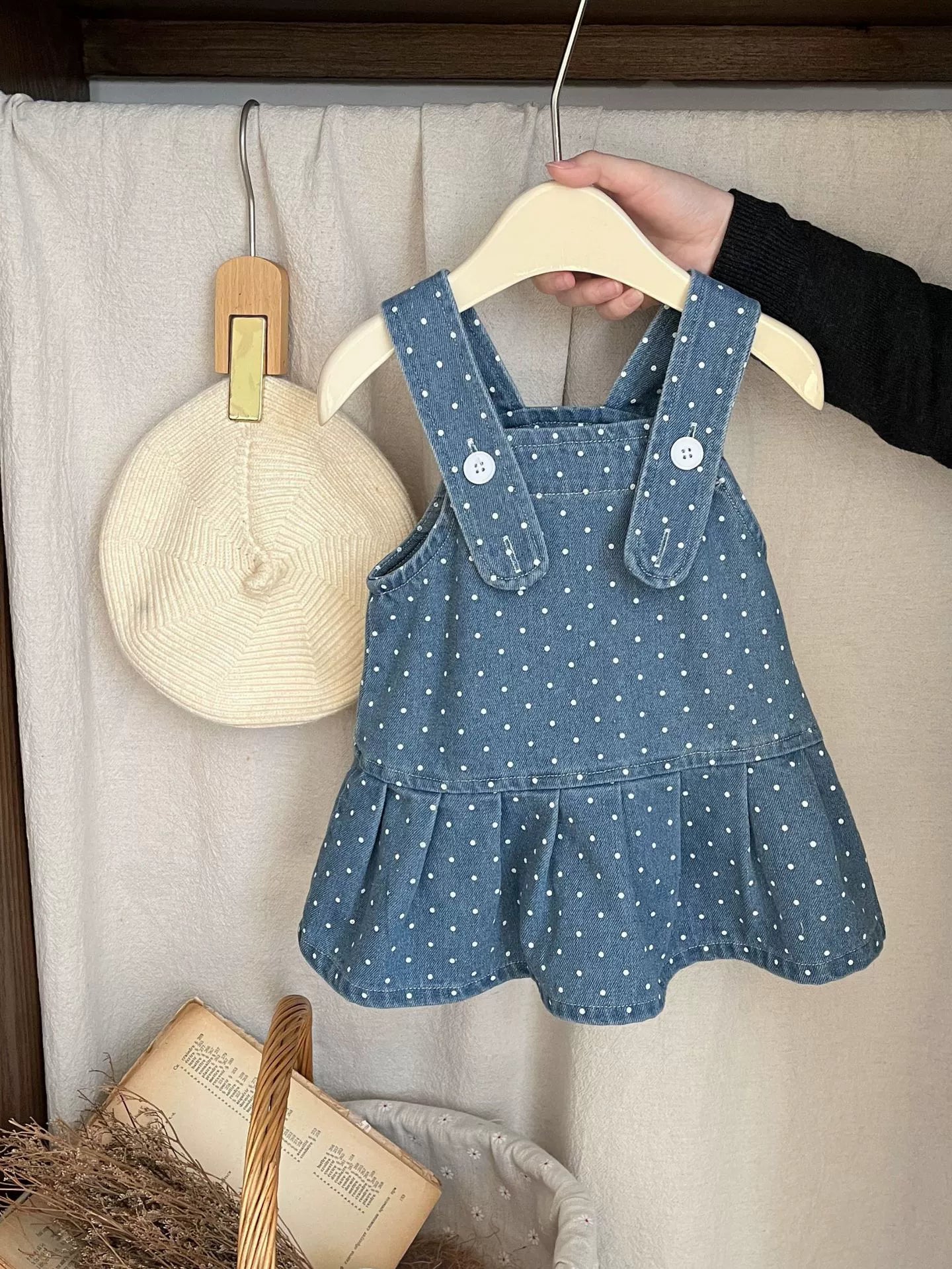 Vestido Infantil Poá + Camisa Branca
