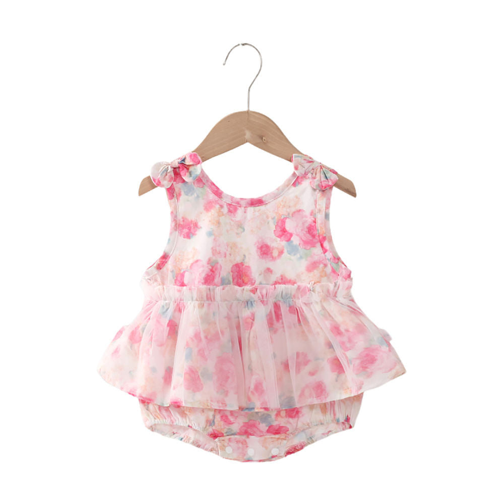 Body Infantil Feminino Rosa Flores