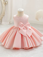 Vestido Infantil  De Festa Pérolas Lacinho
