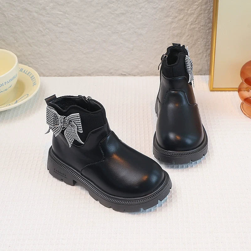 Bota Infantil Feminina Lacinho Xadrez
