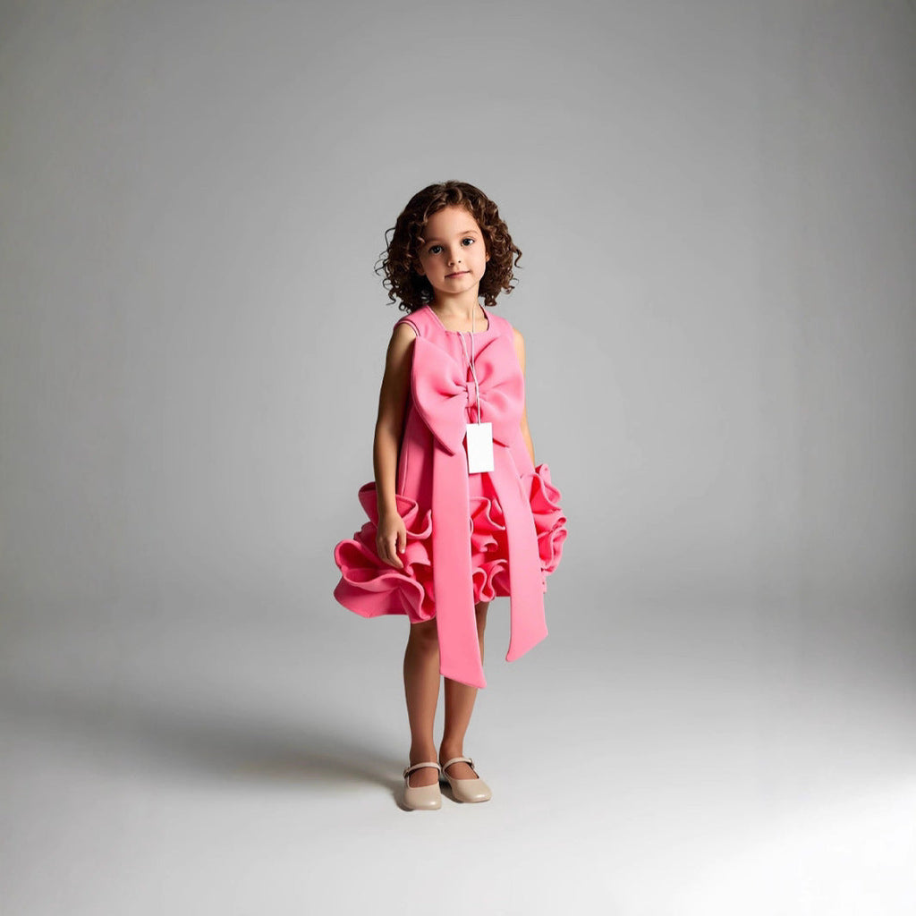 Vestido Infantil Barra Babados e Laço