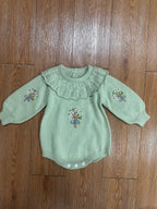 Body Infantil de Tricô Bordadinho Flores