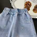 Calça Infantil Jeans Lacinhos