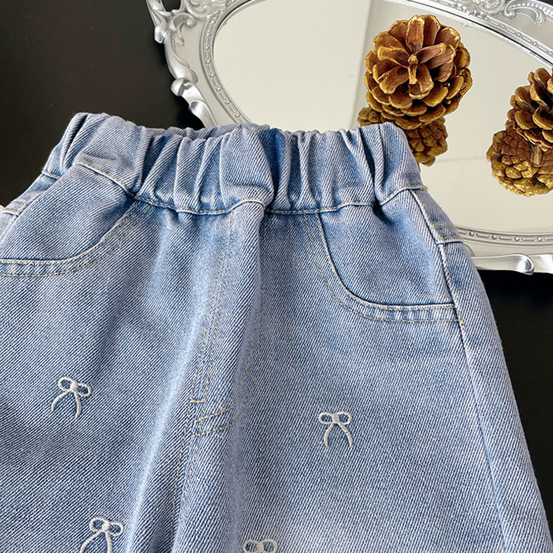 Calça Infantil Jeans Lacinhos