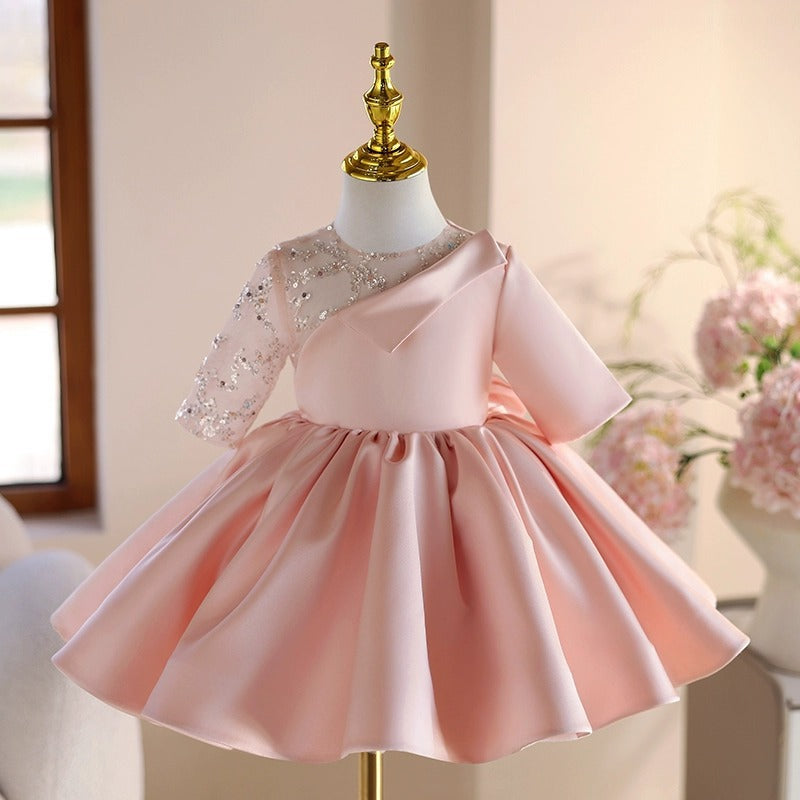 Vestido de Festa Infantil Rosa com Strass
