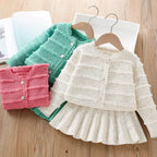 Conjunto Infantil Feminino Inverno Botões e Plíssadinha