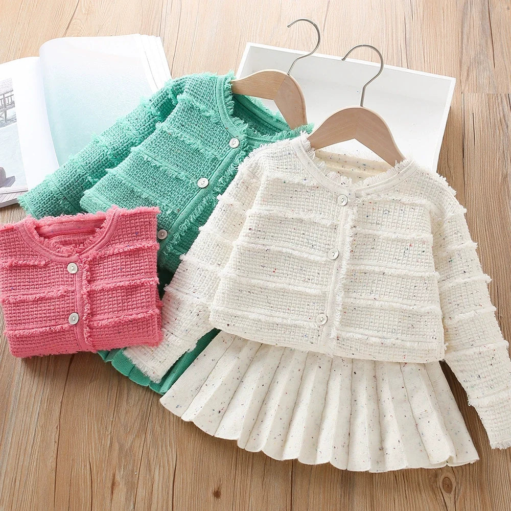 Conjunto Infantil Feminino Inverno Botões e Plíssadinha