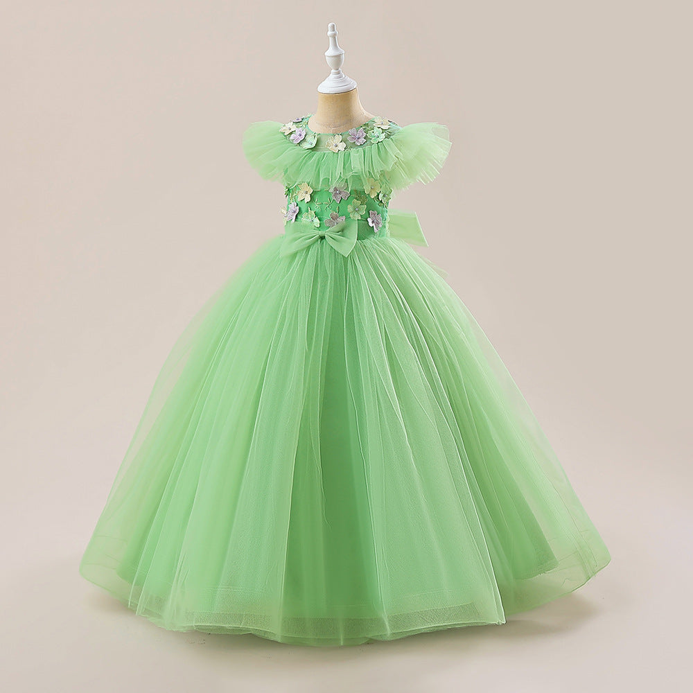 Vestido Infantil Verde Florzinhas e Lacinho