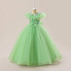 Vestido Infantil Verde Florzinhas e Lacinho
